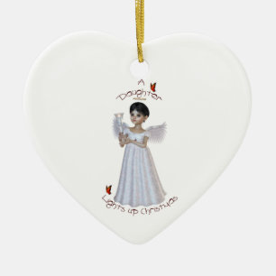 A daughter lights up Christmas Ceramic Tree Decoration