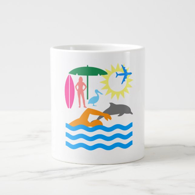 A day at the beach large coffee mug (Front)