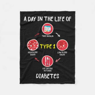 A Day In The Life Of Type 1 Diabetes Awareness Dia Fleece Blanket