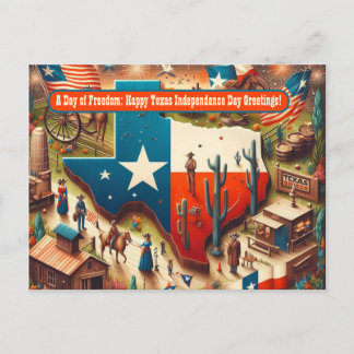 a Day of Freedom Texas Independence Day Greetings Postcard