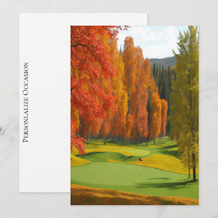 A Day Of Golf Colourful Autumns Wend Timeless Art Holiday Card