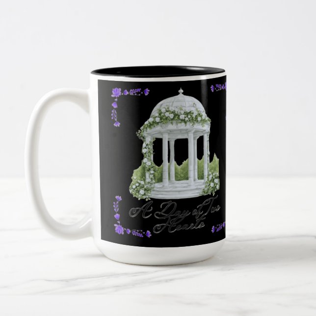A day of two hearts black  Two-Tone coffee mug (Left)