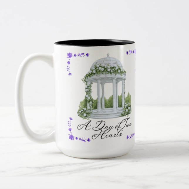 A day of two hearts black & white Two-Tone coffee mug (Left)