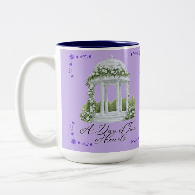 A day of two hearts light purple Two-Tone coffee mug (Left)