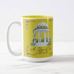 A day of two hearts yellowish green Two-Tone coffee mug