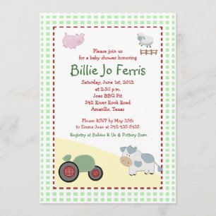 A Day on the Farm 5x7 Barnyard Baby Shower Invitation
