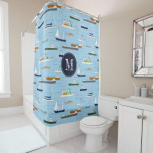 A Day On the River coastal lake boating ANY colour Shower Curtain