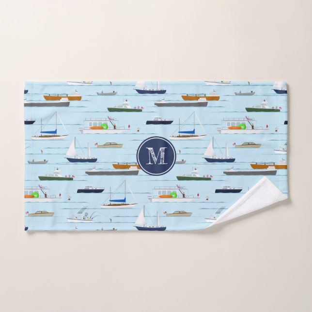 A Day On the River coastal lake boating sailing Hand Towel (Hand Towel)