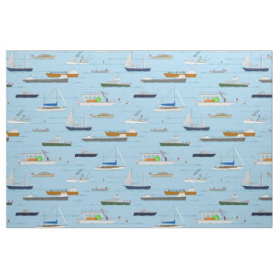A Day On the River coastal lake river boating Fabric
