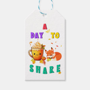 A Day To Share Ginkgo Oak Botany Fox Thanksgiving Gift Tags