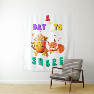 A Day To Share Ginkgo Oak Botany Fox Thanksgiving Tapestry