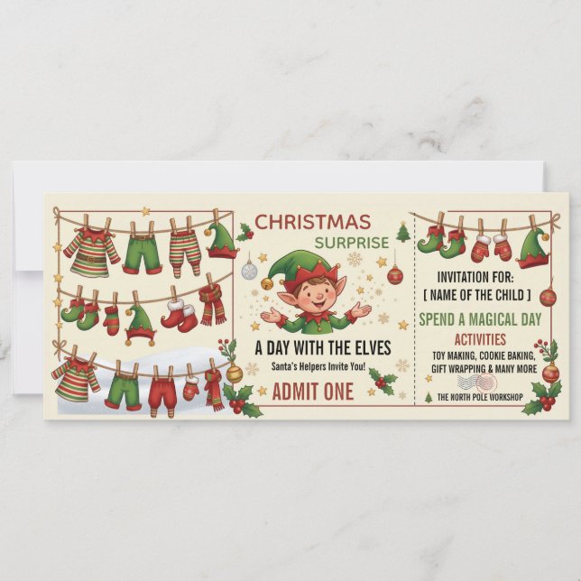 A Day With Santa Experience Pass Ticket Invitation (Front)