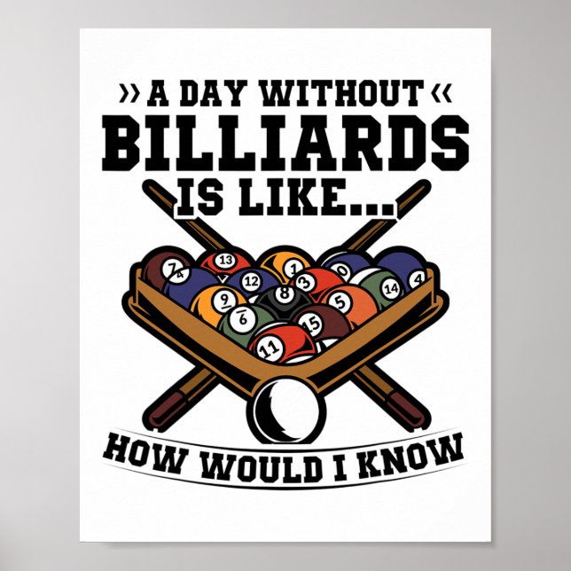 A Day Without Billiards Is Like Billiard Pool Snoo Poster (Front)