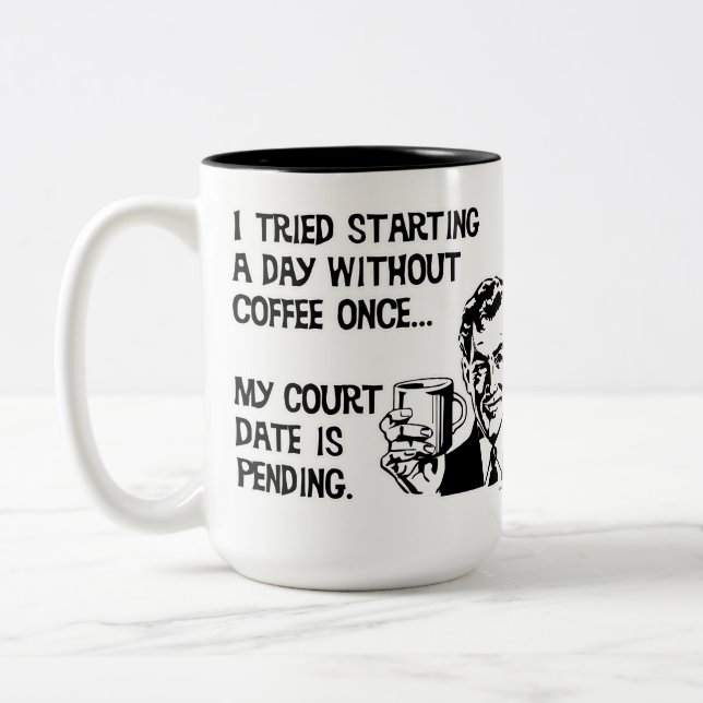 A Day Without Coffee Two-Tone Coffee Mug (Left)