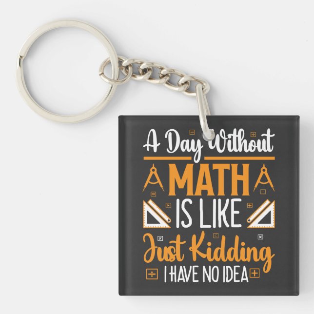 A Day Without Math, Funny Mathematics Teacher Gift Key Ring (Front)