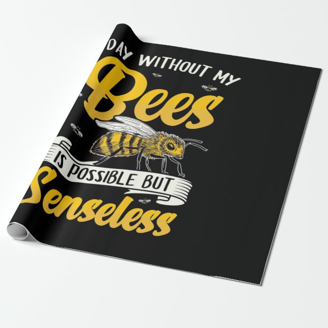 A Day Without My Bees Wrapping Paper (Unrolled)