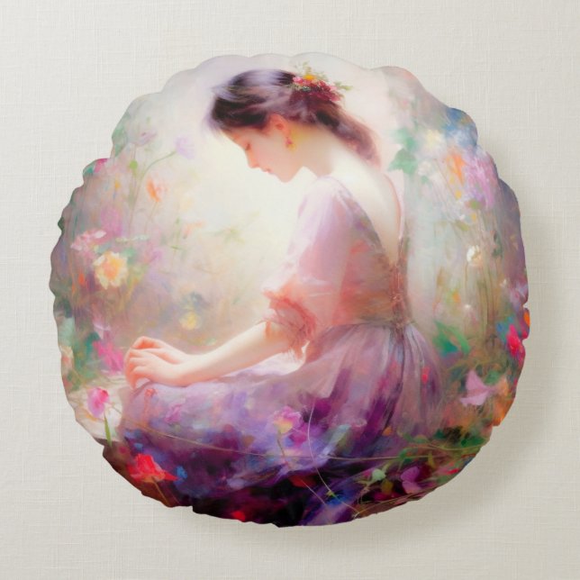 A Daydream of Flowers  Round Cushion (Front)