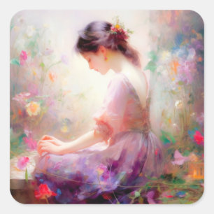 A Daydream of Flowers Square Sticker