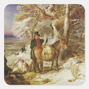 A Day's Sport, 1826 (oil on canvas) Square Sticker