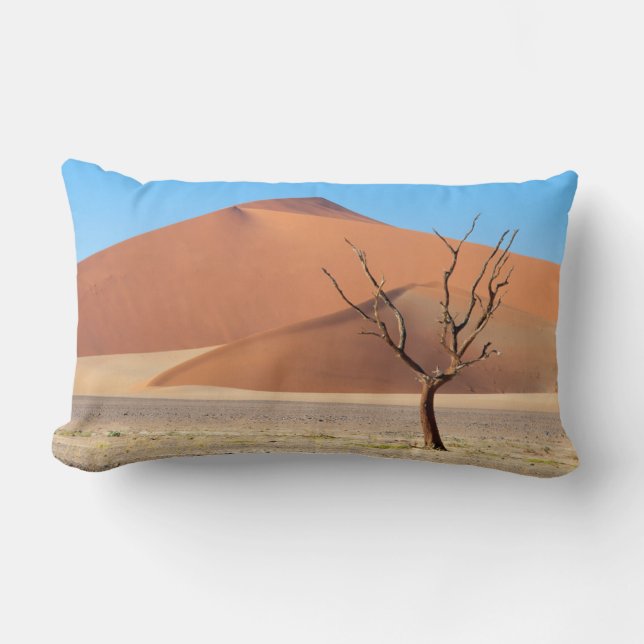 A dead tree on a desert plain with dunes lumbar cushion (Front)