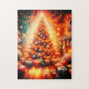 A Decorated Christmas Tree Sitting By the Window Jigsaw Puzzle