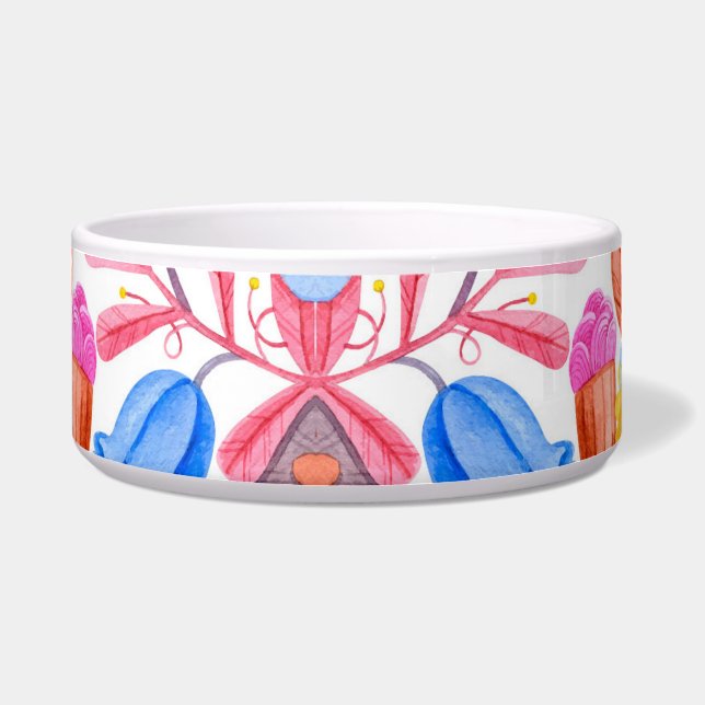 A decorative bowl featuring a colourful abstract  (Front)