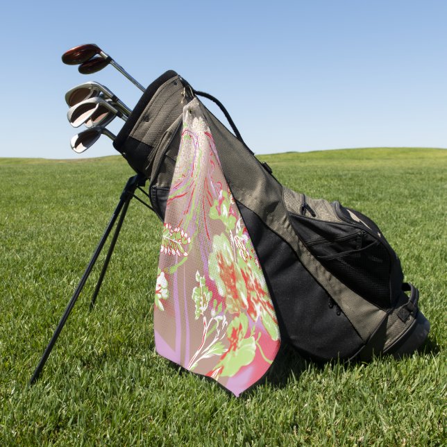 A decorative floral pattern chraacterised by vivid golf towel (Green)
