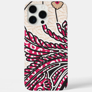 A decorative paisley design with vivid red and pin iPhone 16 pro max case