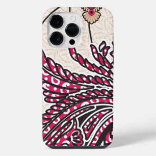 A decorative paisley design with vivid red and pin iPhone 14 pro max case