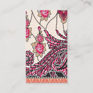 A decorative paisley design with vivid red and pin loyalty card