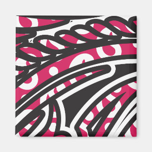 A decorative paisley design with vivid red and pin magnet