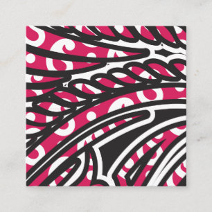 A decorative paisley design with vivid red and pin square business card