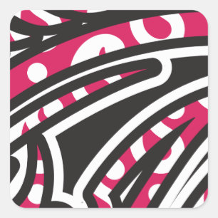 A decorative paisley design with vivid red and pin square sticker