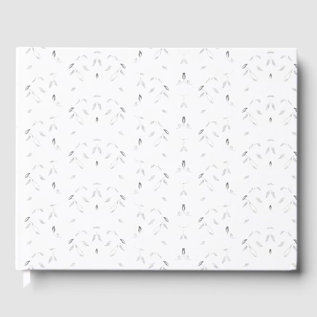 A decorative pattern featuring white and grey leav guest book (Front)