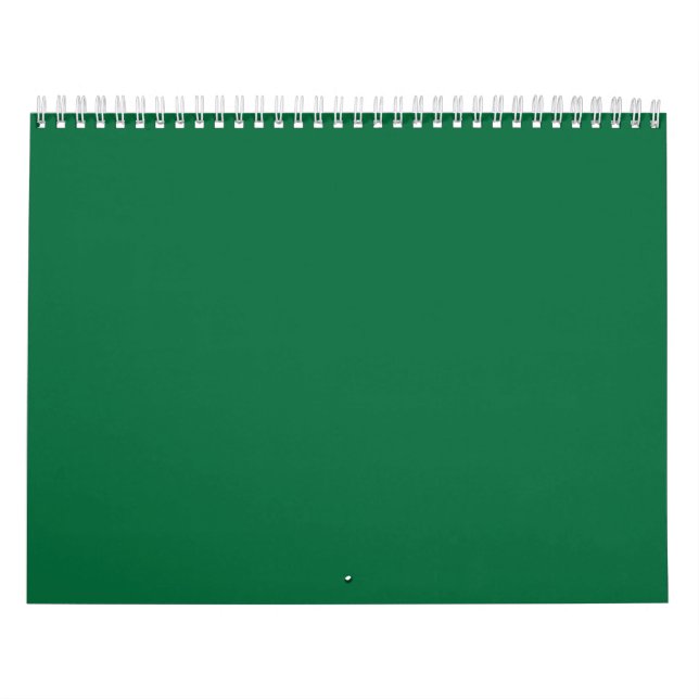 A deep green background contrasted by a crisp whit calendar (Cover)