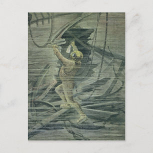 A Deep Sea Diver Looking at the Wrecks Postcard