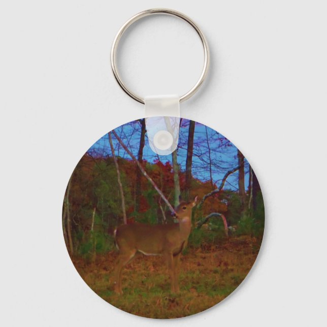 A Deer: Gold Red Green and Blue Key Ring (Front)