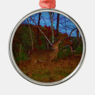 A Deer: Gold Red Green and Blue Metal Tree Decoration