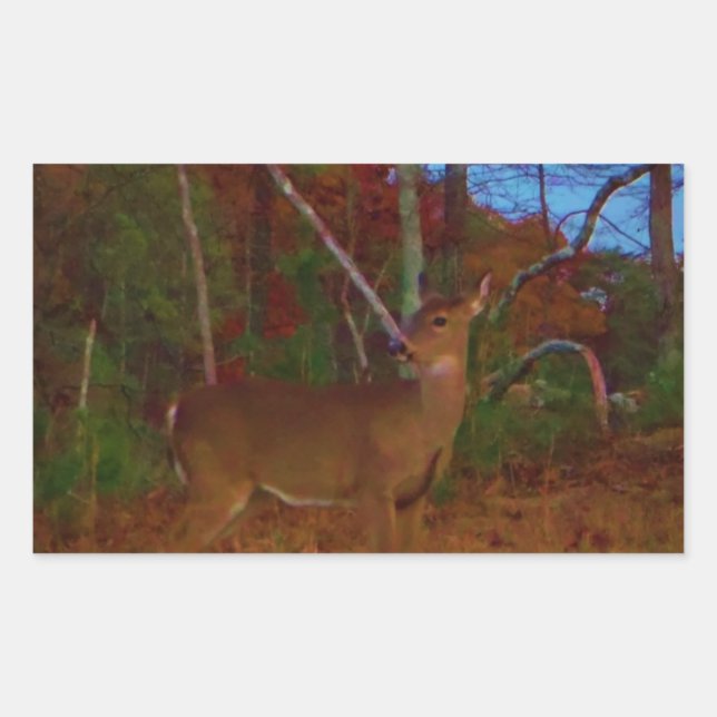 A Deer: Gold Red Green and Blue Rectangular Sticker (Front)