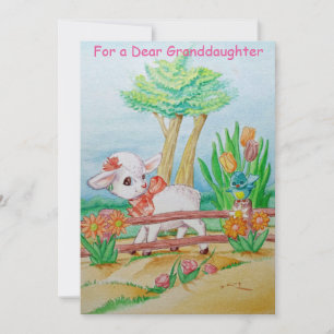 A deer granddaughters Easter greetings card