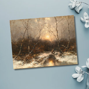 A Deer in a Forest by Moonlight – Désiré Thomassin Postcard