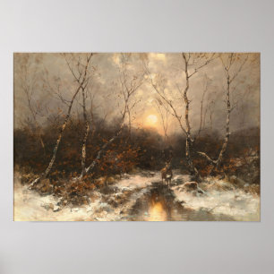 A Deer in a Forest by Moonlight Desiree Poster