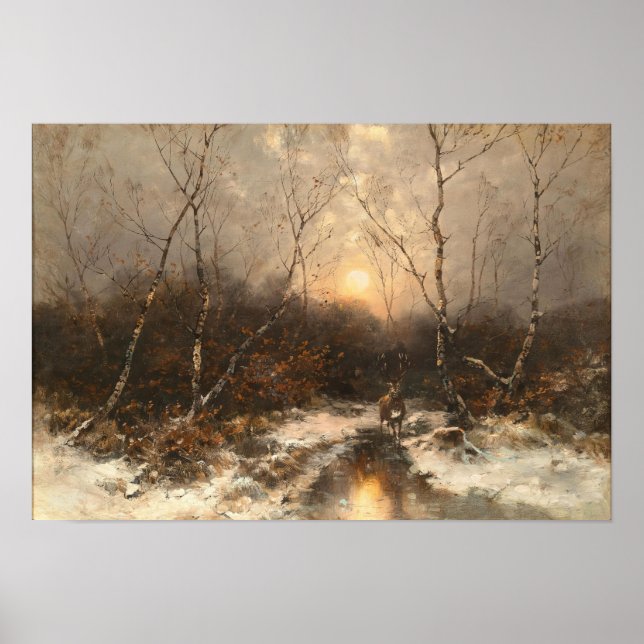 A Deer in a Forest by Moonlight Desiree  Poster (Front)