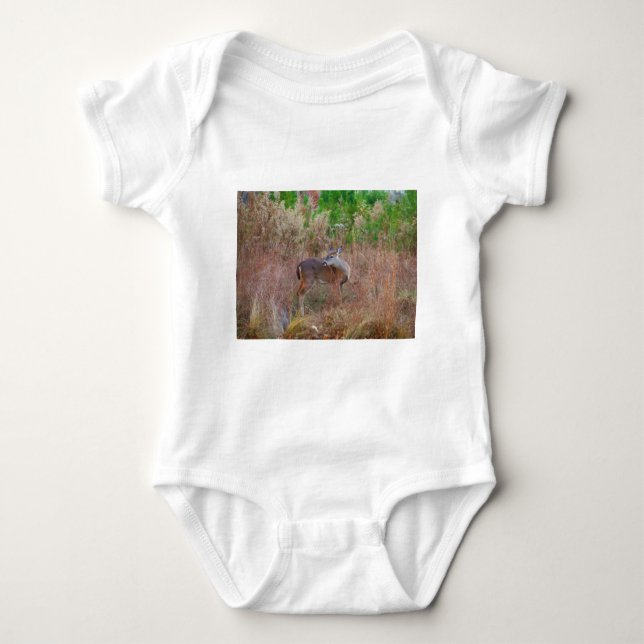 A Deer in the Tall Grass Baby Bodysuit (Front)