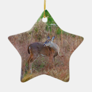 A Deer in the Tall Grass Ceramic Tree Decoration