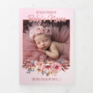 A Delicate & Humourous Birth Announcement - Pink