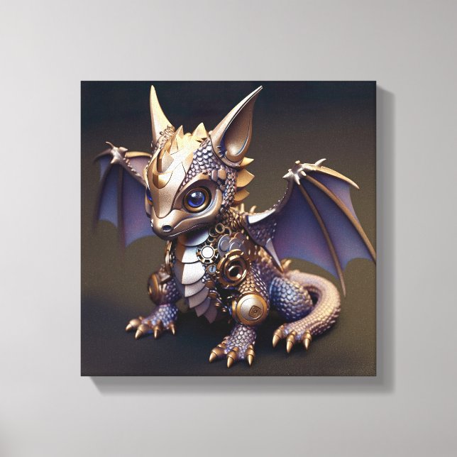 A Delicate Metal Baby Dragon Canvas Print (Front)