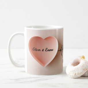 A delicate minimalist heart coffee mug
