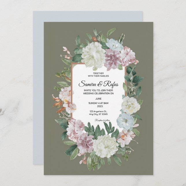 A delicate traditional Wedding invitation (Front/Back)