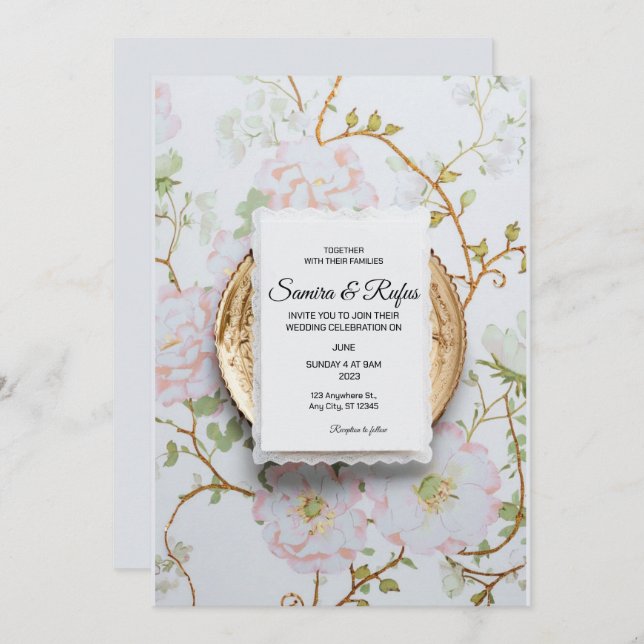A delicate traditional Wedding invitation (Front/Back)